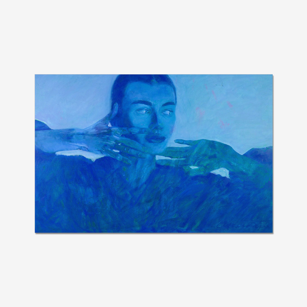 Blue Portrait With Hands